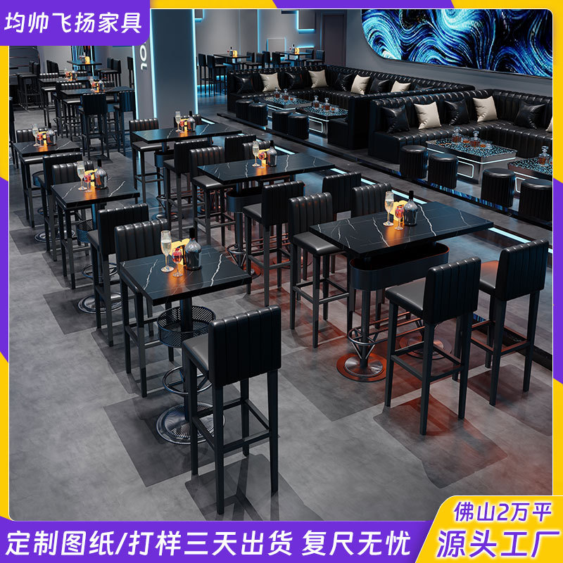 复古风酒吧吧台桌子定制工业风酒馆清吧音乐餐厅散台铁艺高脚桌