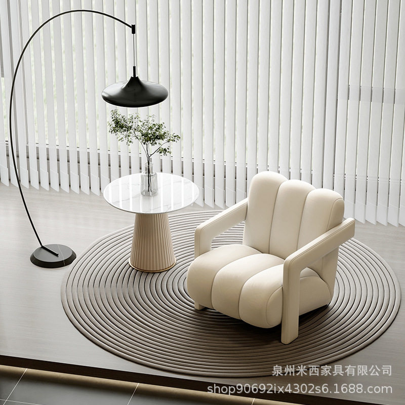 设计师单人沙发椅布艺美容院现代简约懒人单椅轻奢高级休闲洽谈椅