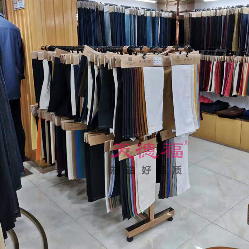 天德福货架升降式展示架双杠展会色卡挂钩架 双层服装店中岛架