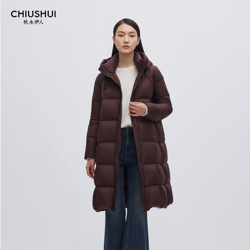秋水伊人专柜25冬连帽咖云朵羽绒服15411af153005 入淘宝群看折扣