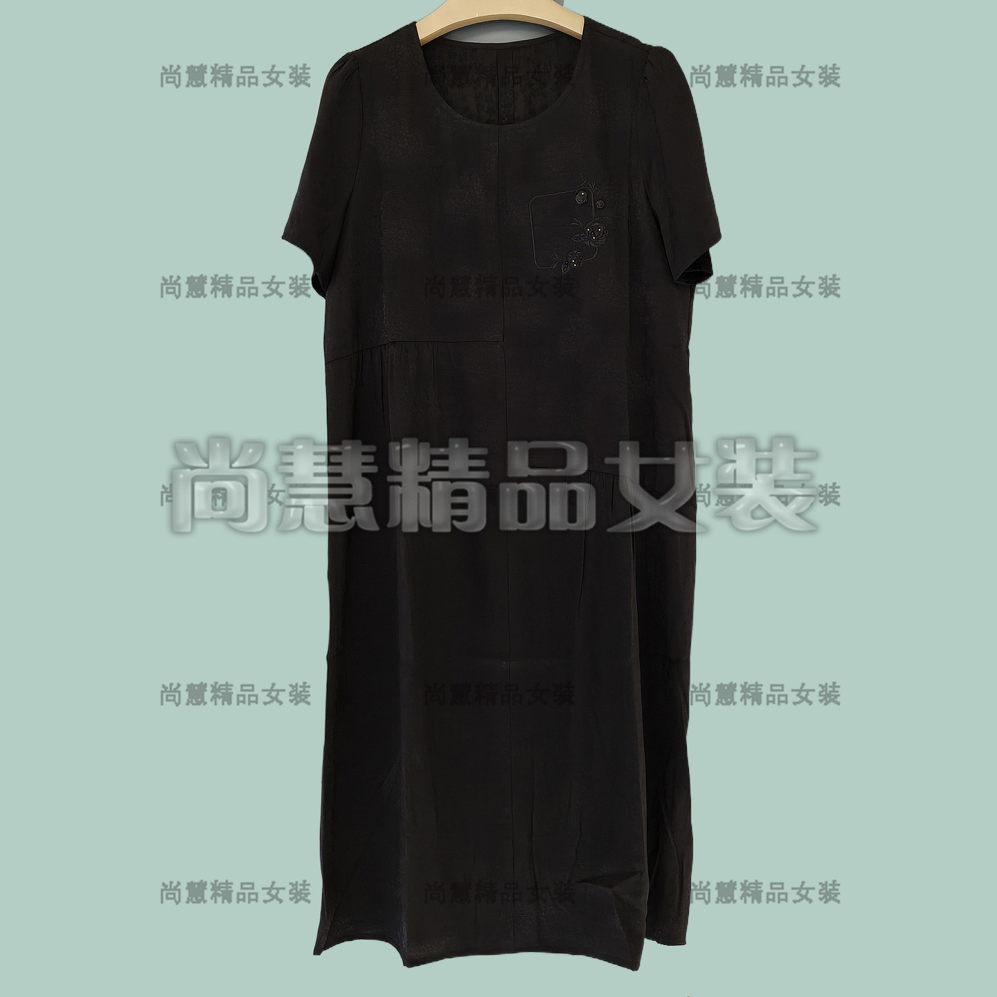 2026春夏新款女装7163D休闲简约黑色百搭短袖连衣裙洋装
