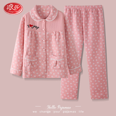 秋冬季空气棉夹棉家居服女