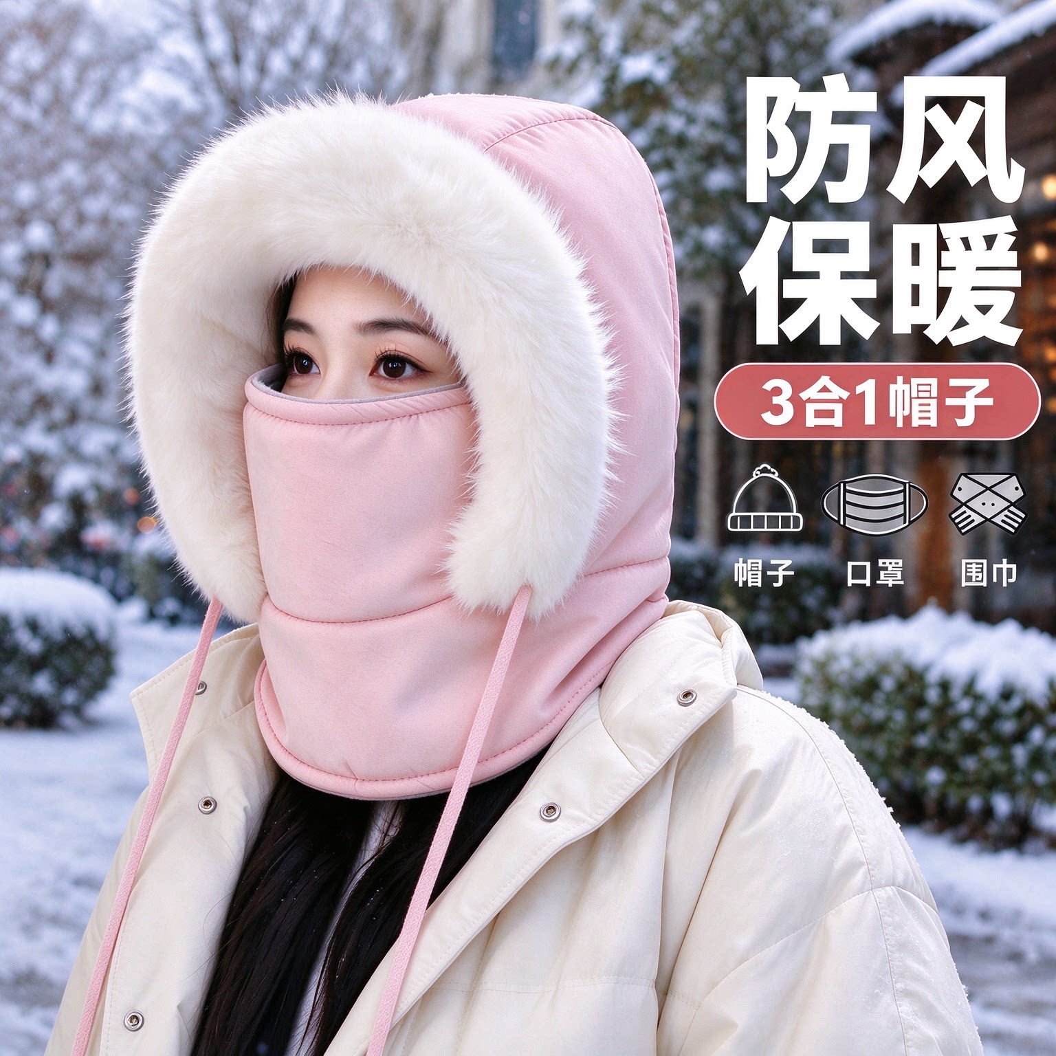 冬季加绒防寒挡风雷锋帽面罩