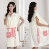 女式 可穿浴巾菠萝格浴袍家用系带裕裙速干吸水不掉毛可爱柔软浴巾