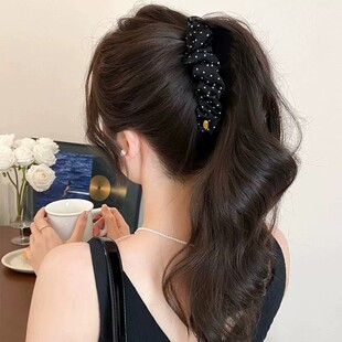 褶皱波点高马尾香蕉夹女2026新款后脑勺发夹高级气质抓夹发卡头饰