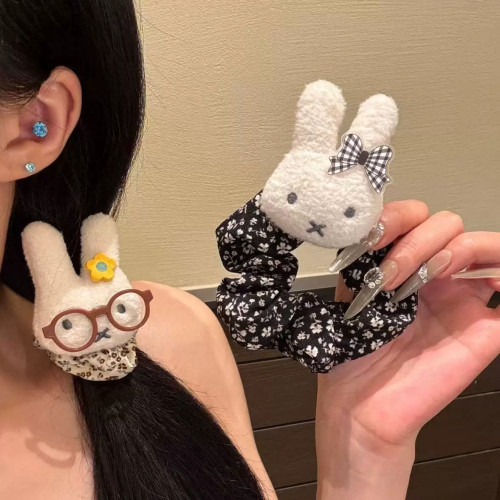 米菲兔发圈复古碎花简约日韩百搭少女马尾大肠圈高颜值丸子头发绳