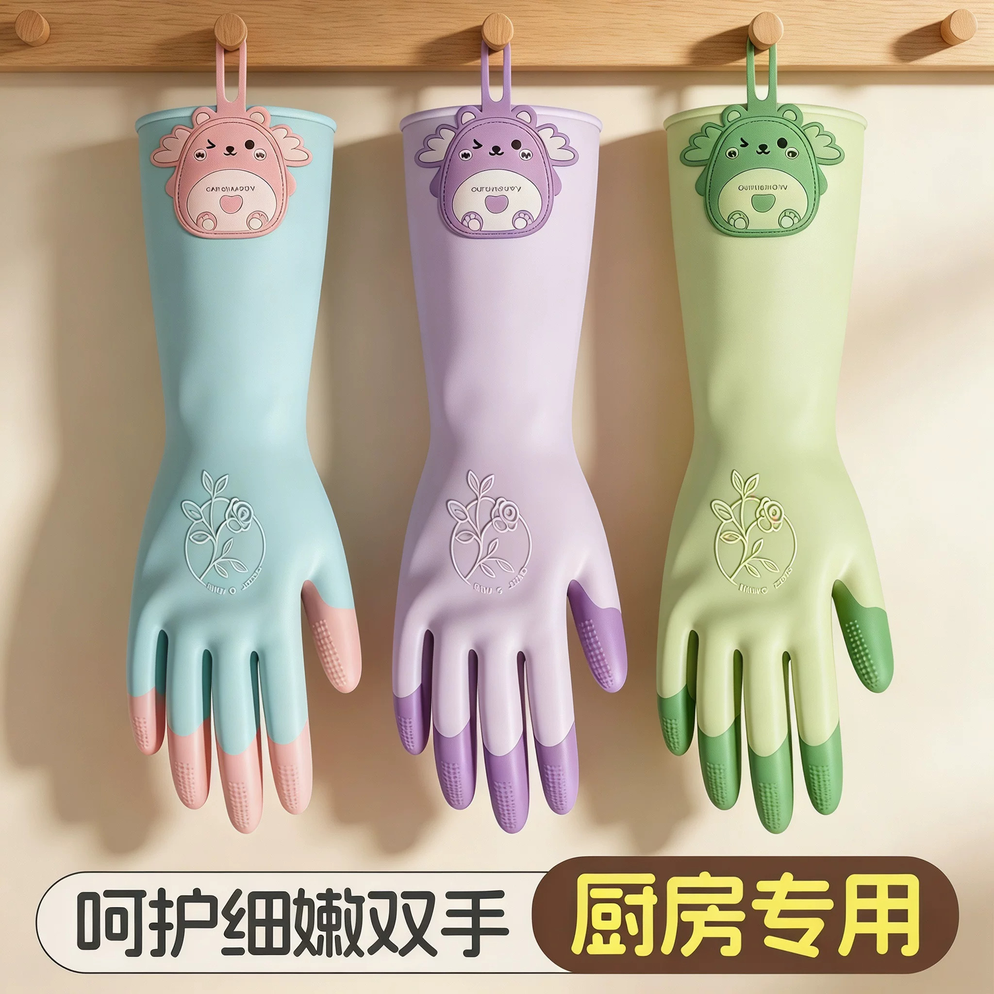 洗碗手套厨房洗衣服胶皮防水防油清洁耐用女乳胶家务专用乳胶手套