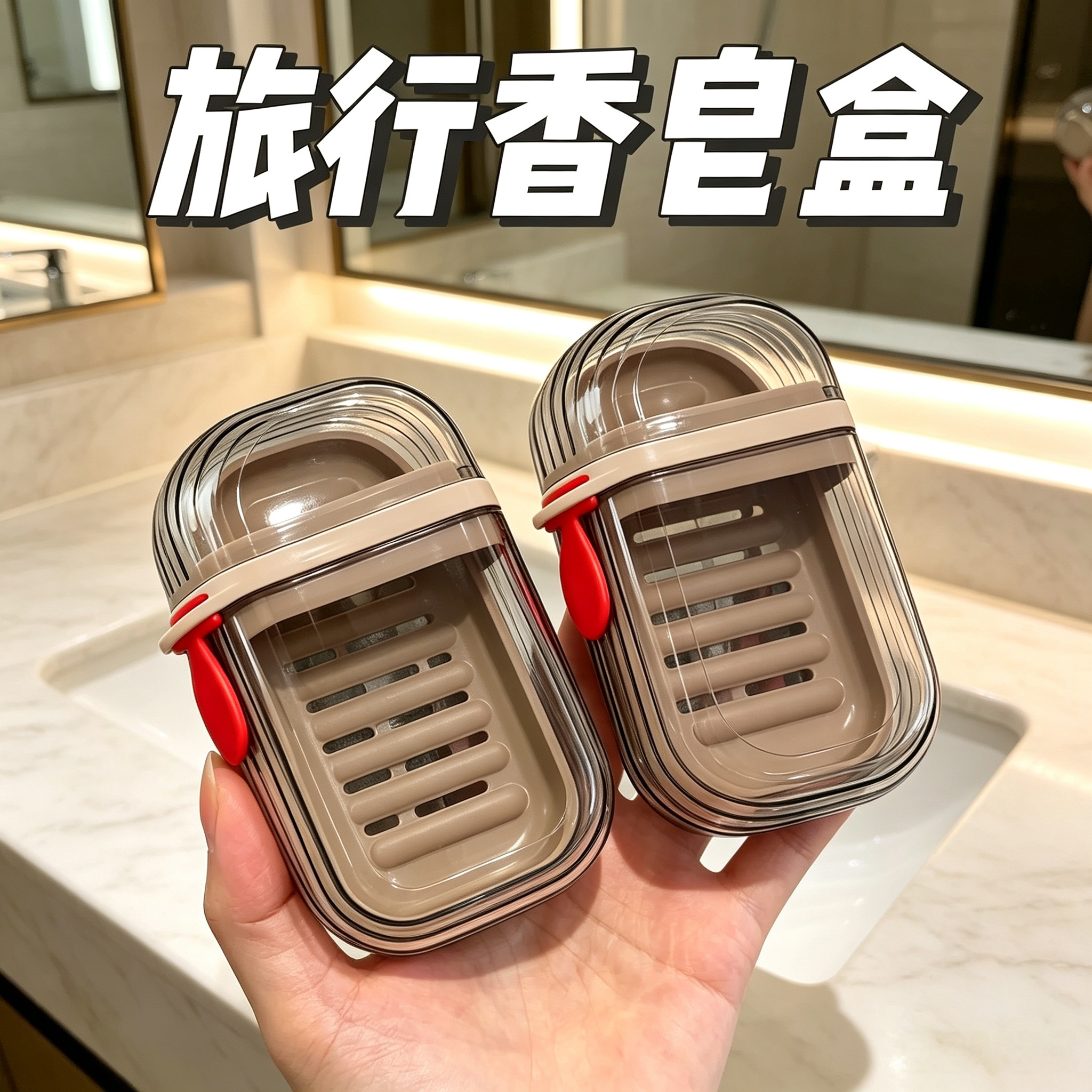 旅行肥皂盒密封便携式带盖沥水香皂盒出差迷你高档肥皂收纳盒轻奢