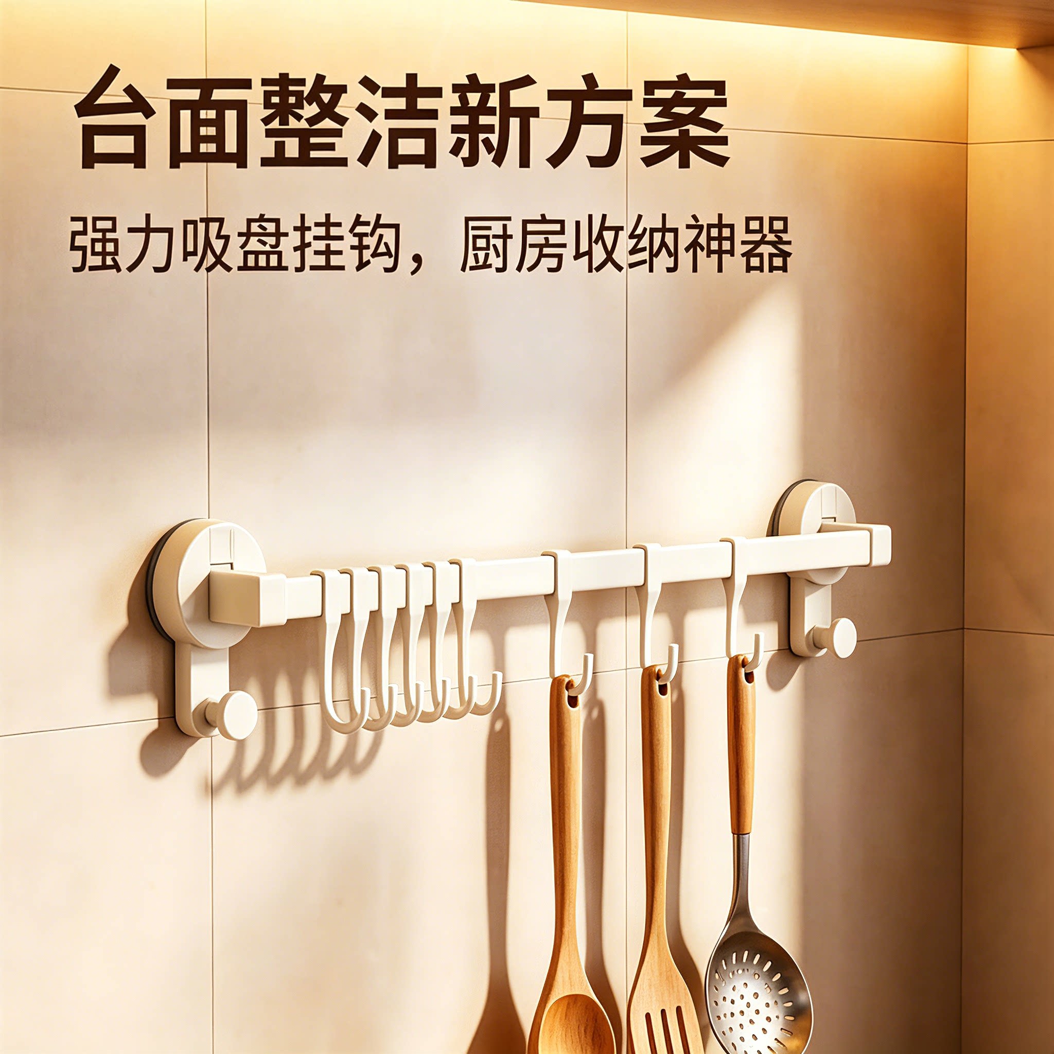 吸盘厨房滑轨挂钩置物架橱柜门内