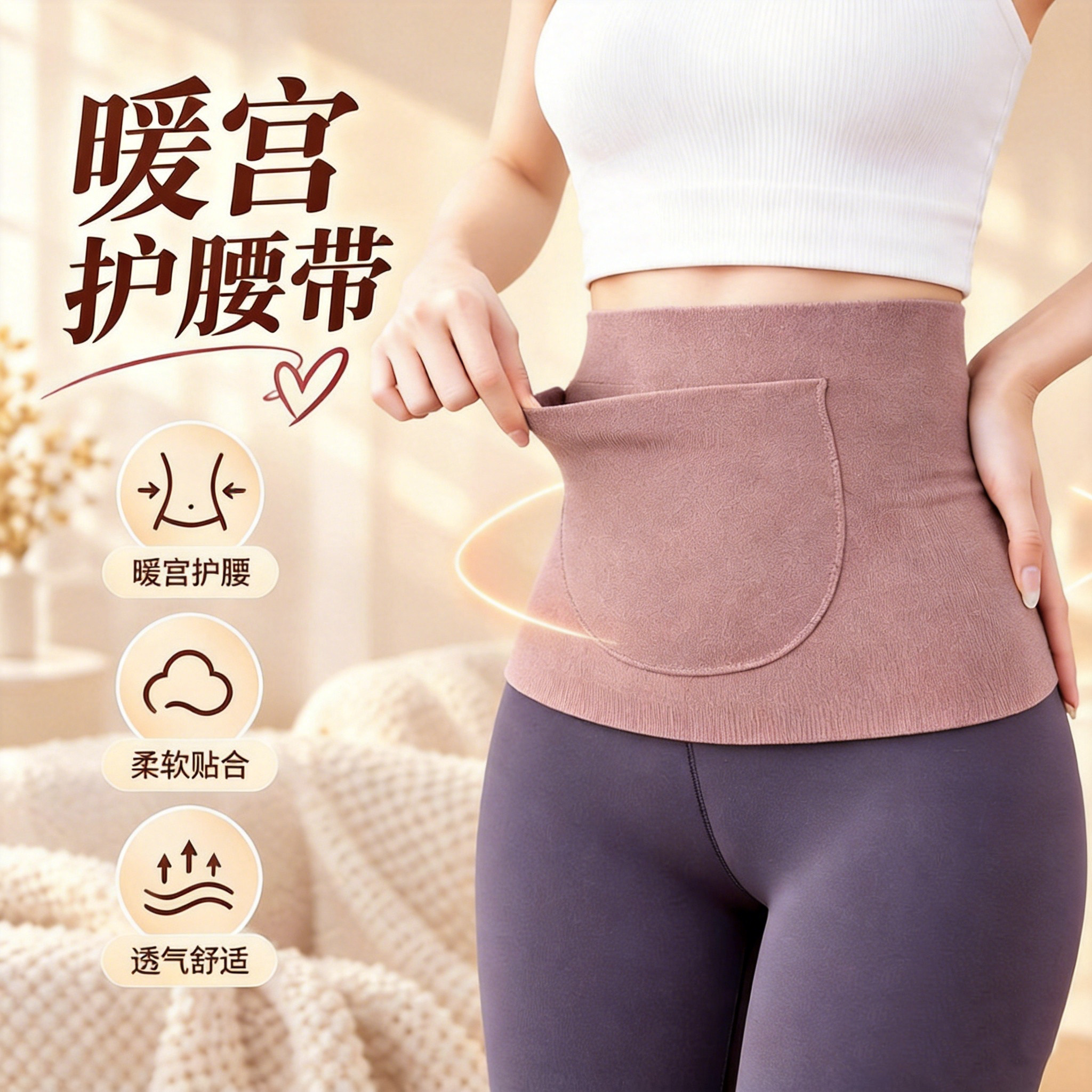 暖宫护腰带女士保暖腰部发热德绒带兜经期护肚子神器秋冬季防着凉