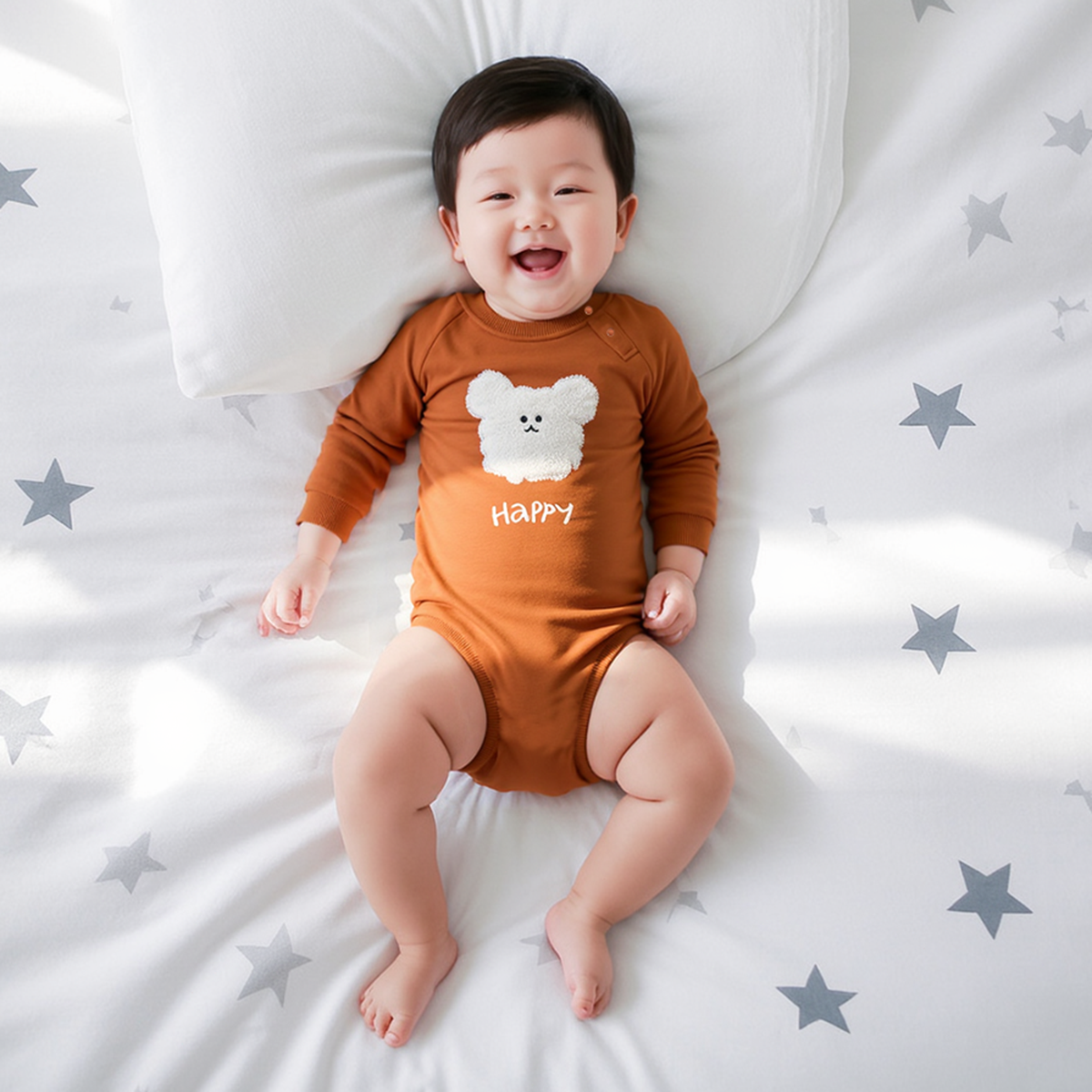 婴儿衣服卡通小熊加厚保暖外出爬服秋冬包屁衣加绒连体衣男女宝宝