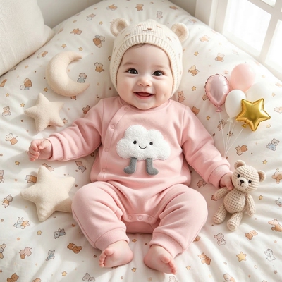 ins连体衣秋冬长爬卡通图案爬服宝宝衣服纯棉长袖新生儿哈衣baby