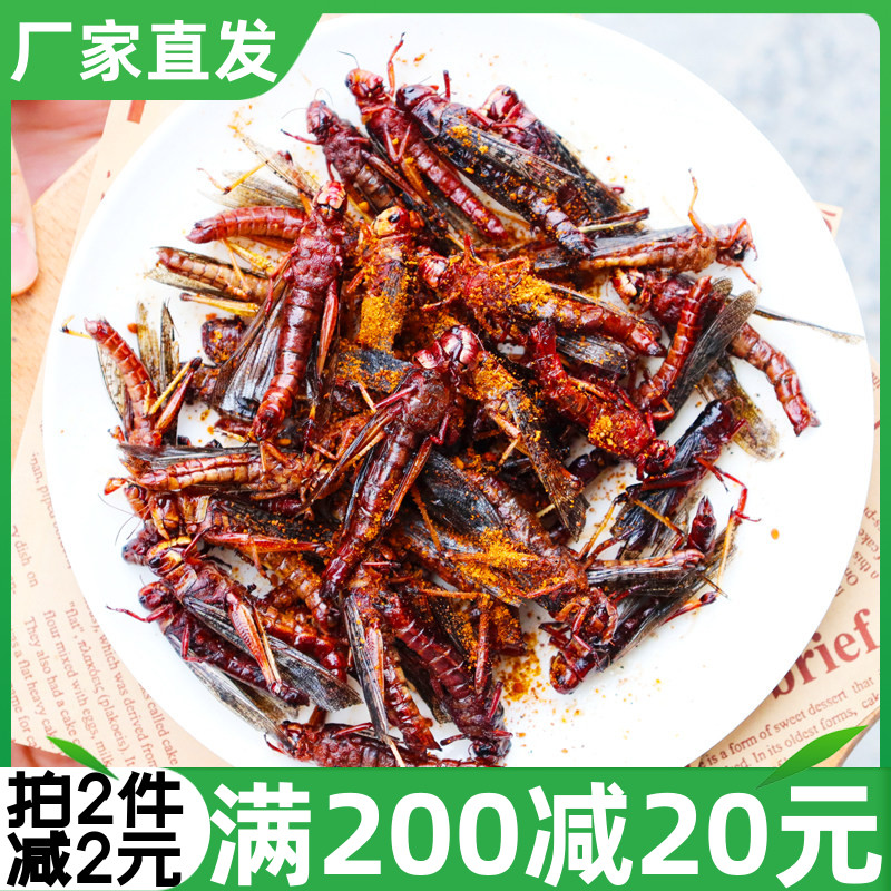 新鲜油炸蚂蚱即食酥脆蝗虫蚱蜢香辣食用虫子熟食昆虫小吃烧烤美食