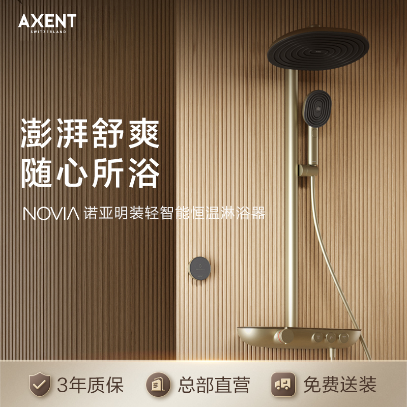 AXENT恩仕 NOVIA明装恒温淋浴花洒大置物大顶喷带手持淋浴器F601