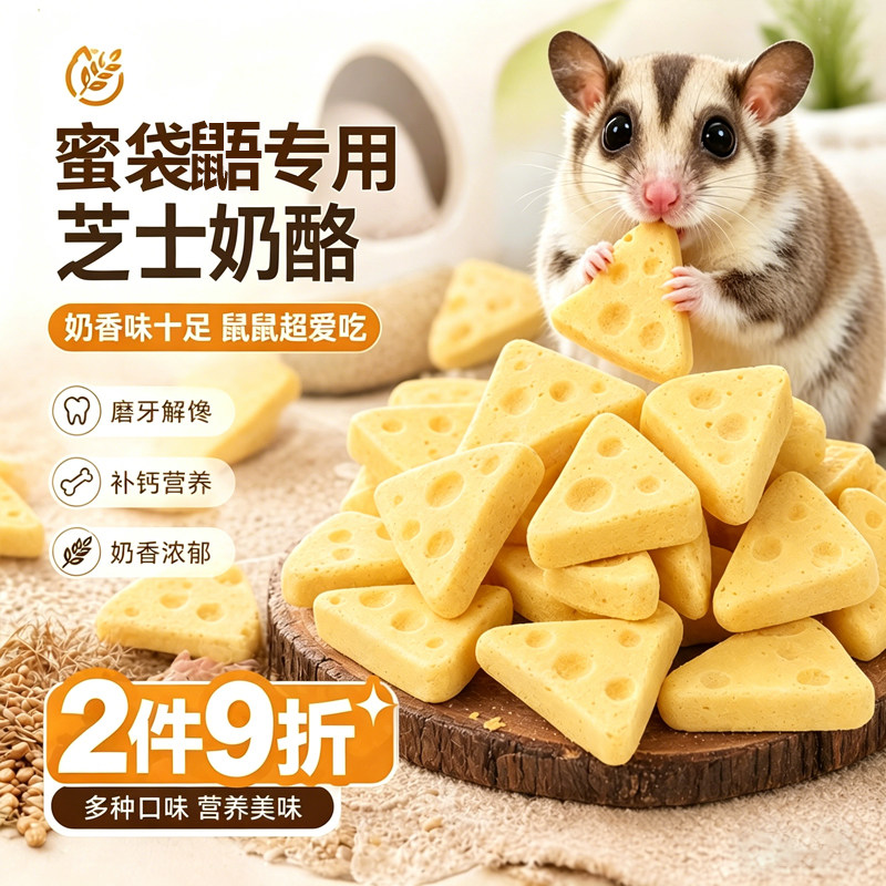 蜜袋鼯零食芝士奶酪冻干磨牙金丝熊粮食增肥营养长肉小宠仓鼠用品