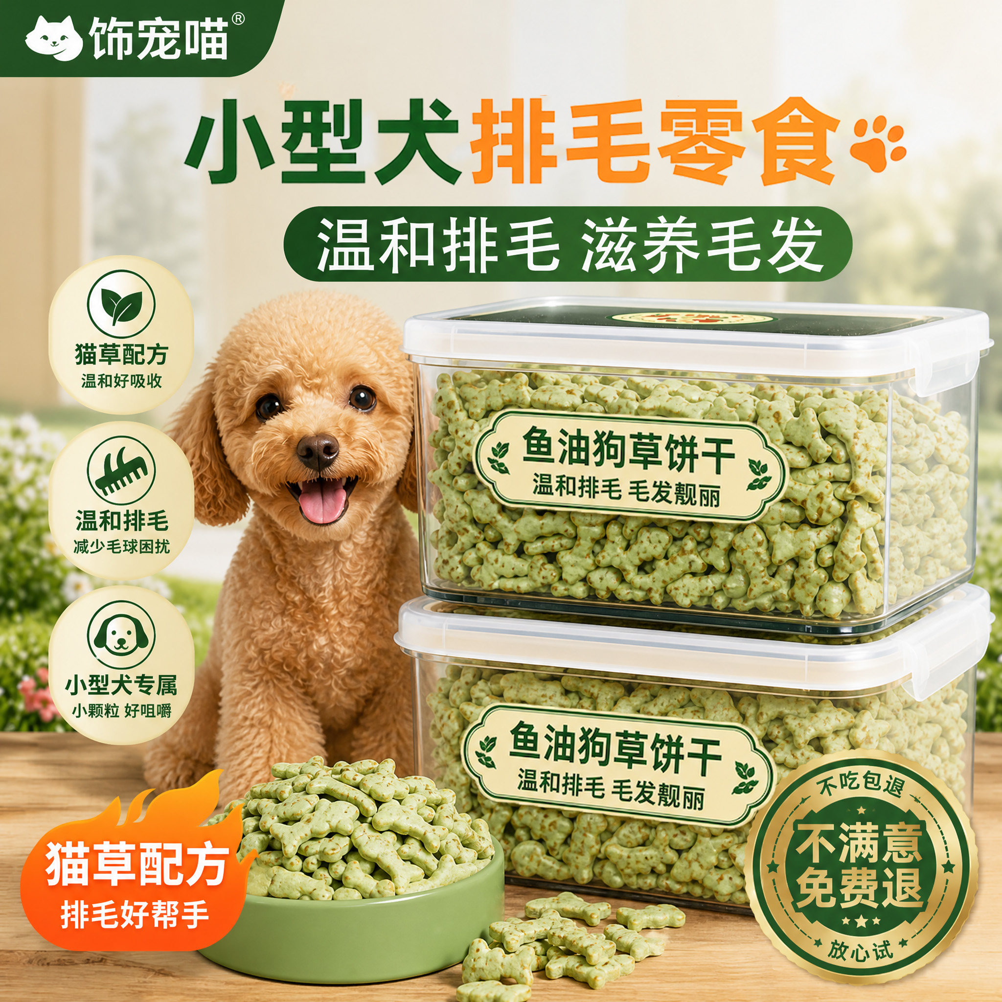 【小型犬专用】排毛化毛鱼油狗草饼干零食狗狗营养靓毛洁齿磨牙棒