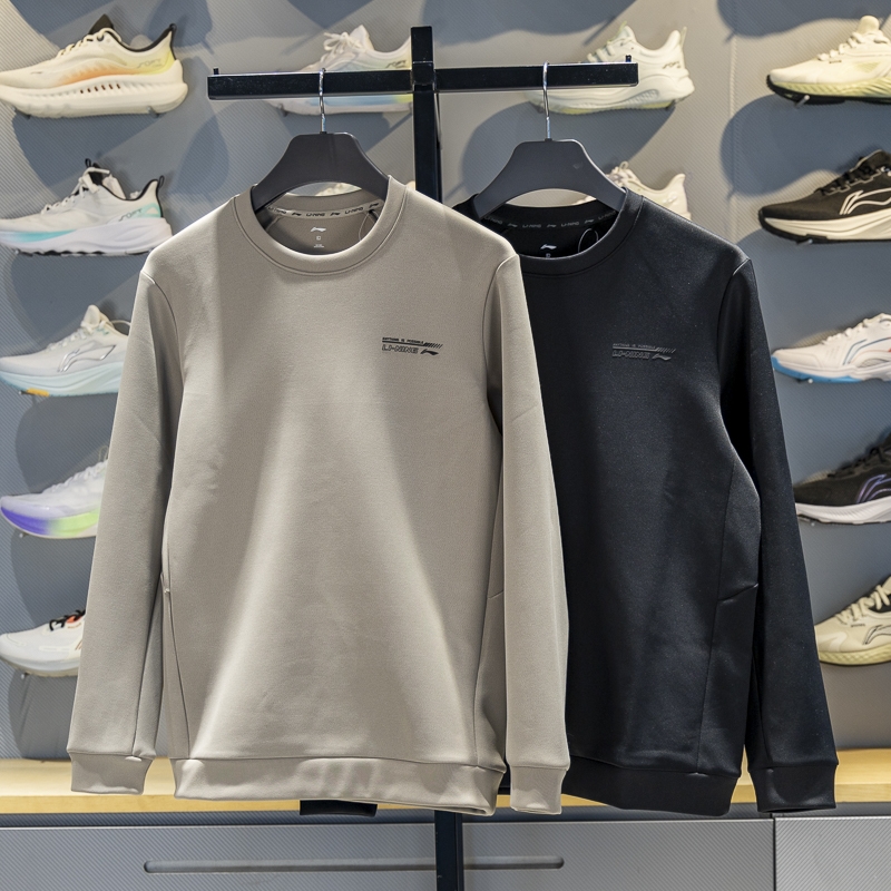 李宁男子圆领印花套头卫衣