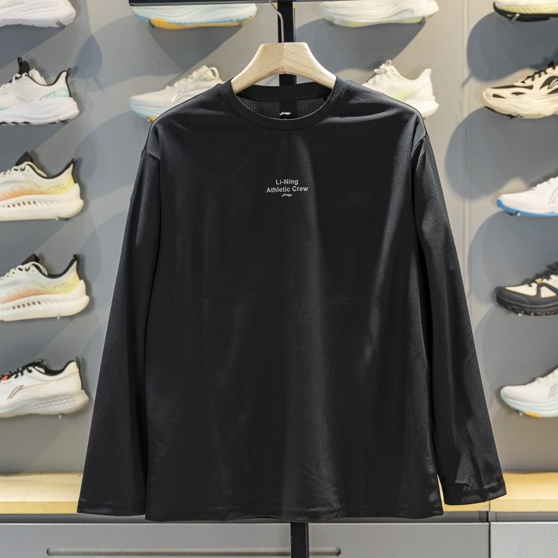 李宁男子圆领宽松长袖T恤