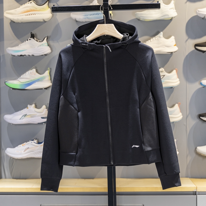 李宁女子开衫连帽卫衣2025秋季新款健身系列宽松休闲外套AWDV512