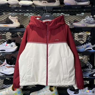 李宁拉链女子短款防泼水短棉服