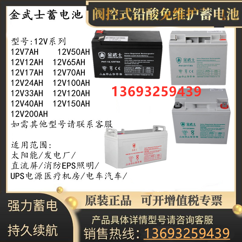 金武士蓄电池PV12V17AH24AH38AH65AH100AH120AH 150AH 200AH 通用