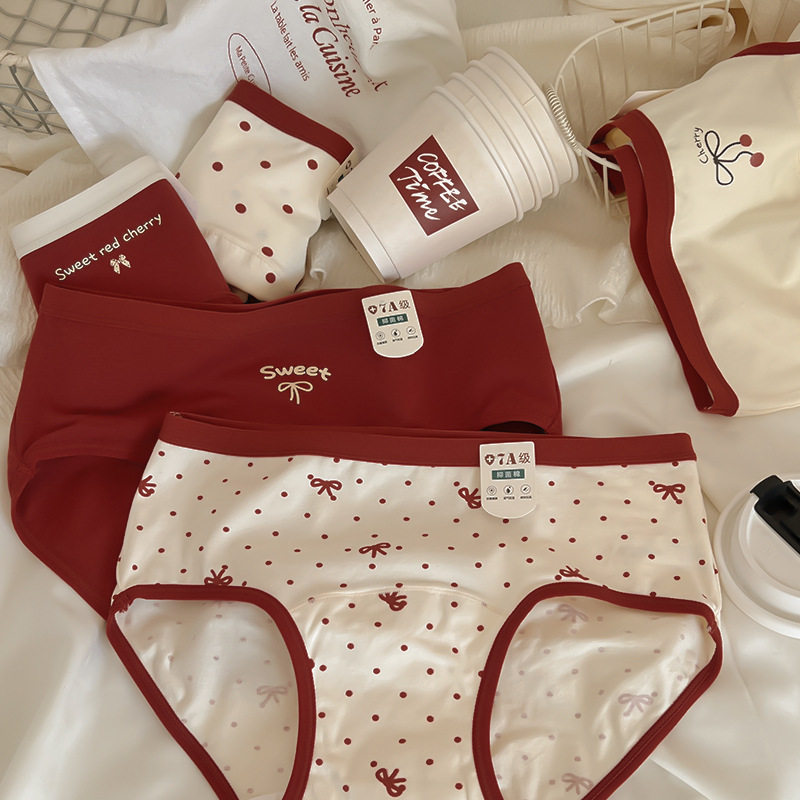 少女喜事~7a纯棉加长抗菌裆内裤女红色结婚纯棉中腰新款三角裤,女士内衣/男士内衣/家居服,男三角内裤,淘宝优惠券,粉丝福利购,淘宝优惠卷