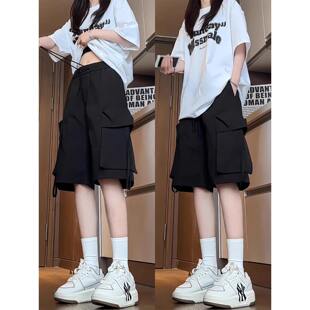 美式速干工装短裤女胖mm200斤春夏2026款大码宽松休闲五分运动裤