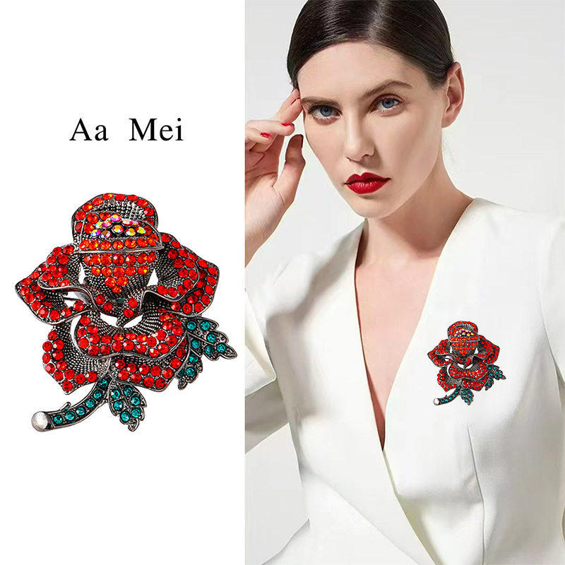 复古重工宫廷风玫瑰花胸针女士大气胸花大衣外套别针配饰品