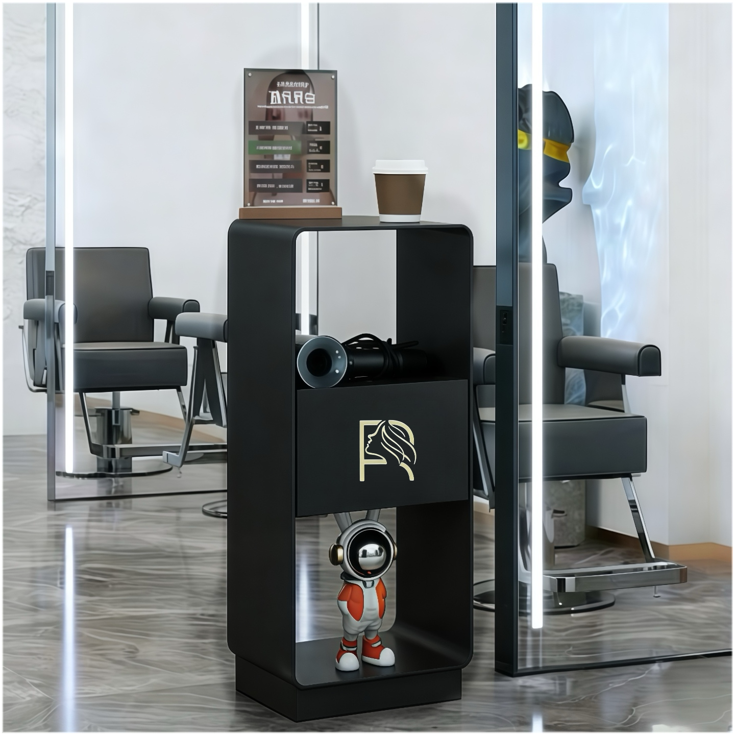 高级感发廊理发店专用工具柜美发店烫染剪发镜台剪发柜