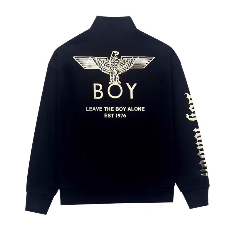 boy春秋烫金老鹰针织拉链外套