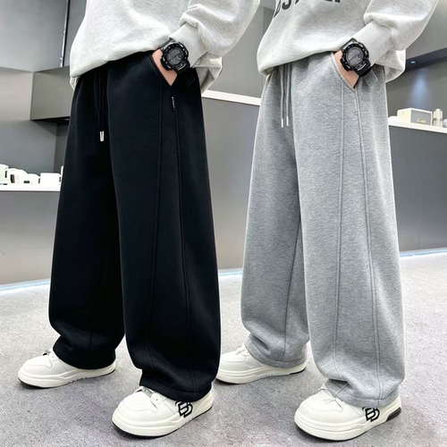 男童卫裤春秋款2026新款大童秋季男孩秋装弯刀裤儿童休闲直筒裤子