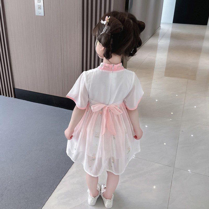 Summer Hanfu Dress for Girls Ethnic Ruqun Chinese Style Tang