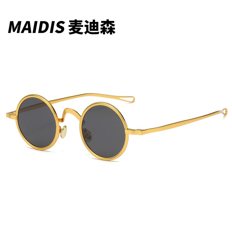 Retro Round Frame Punk Sunglasses Metal Frame Waterdropshape