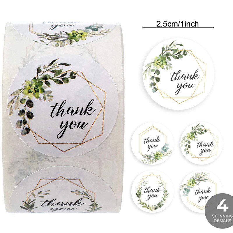 10 Flower Geometric Thank You Stickers Handmade Gift Labels1