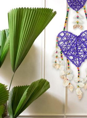 Natural Heartshaped Rattan Shell Wind Chimes Shell Conch Dec