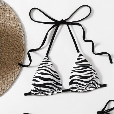 2025 Striped Sexy Tie Bikini Hot Springs Swimwear TwoPiece T