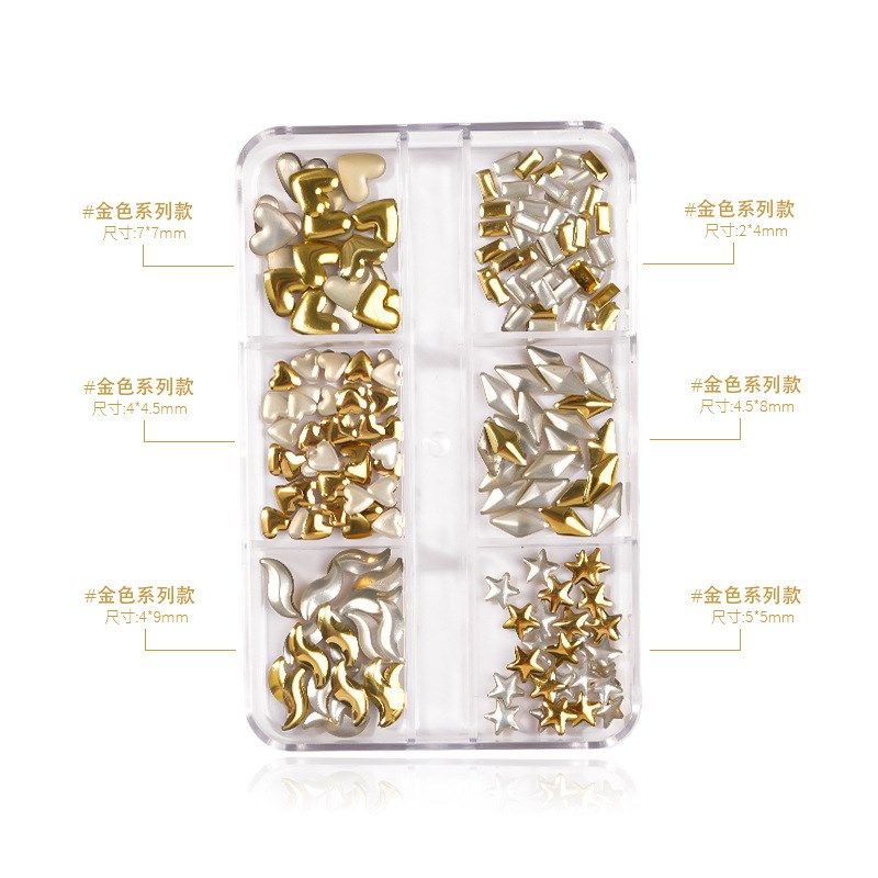Retro Alloy Nail Art Charms GoldSilverBlack Rhombus Heart Sh