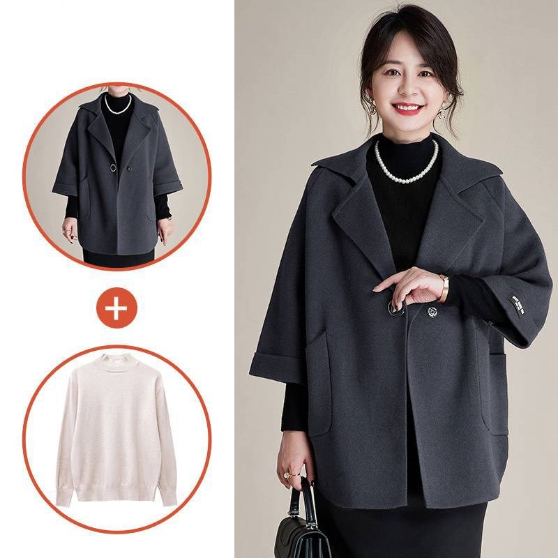 MidLength Woolen Coat for Moms Fashionable in 2025 Autumn an