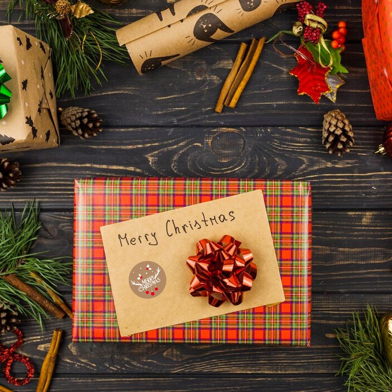 Rolled Kraft Paper Christmas Stickers Round Seal Labels Than