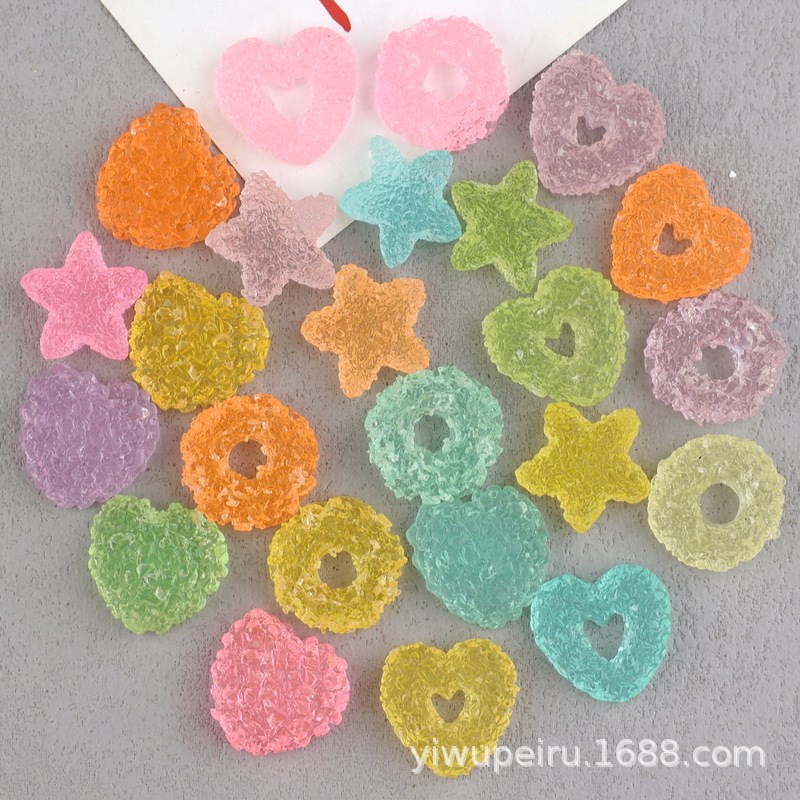 Love Star Donut Resin Jelly Candy Color DIY Parts for Phone