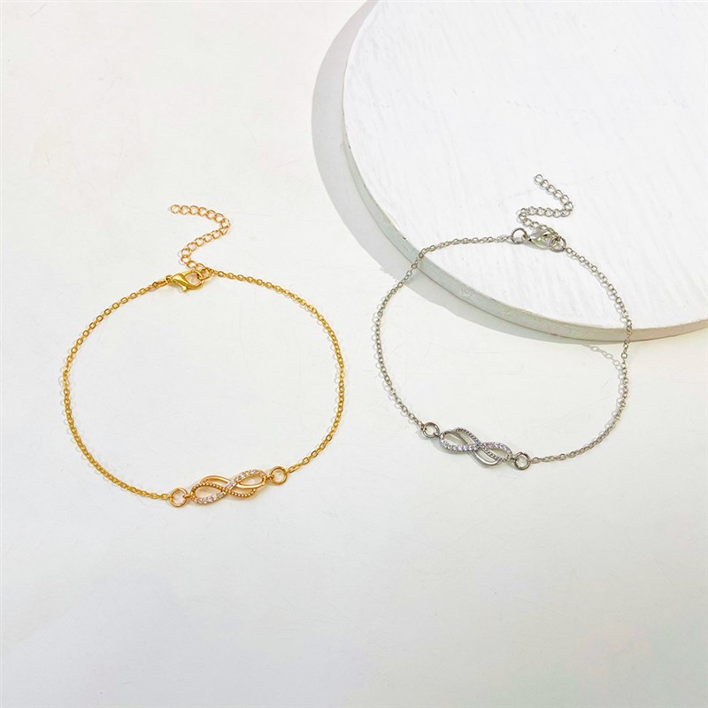 Retro Infinite 8sign Loop Korea Exquisite Ankle Chain Diamon