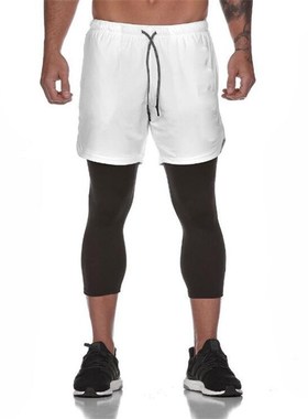 Outdoor Running Fitness Shorts for Men QuickDrying DoubleLay