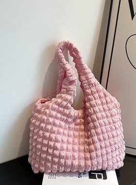 Fresh Wrinkled Bubble Bag Lazy Style Shoulder Bag Puff Handb