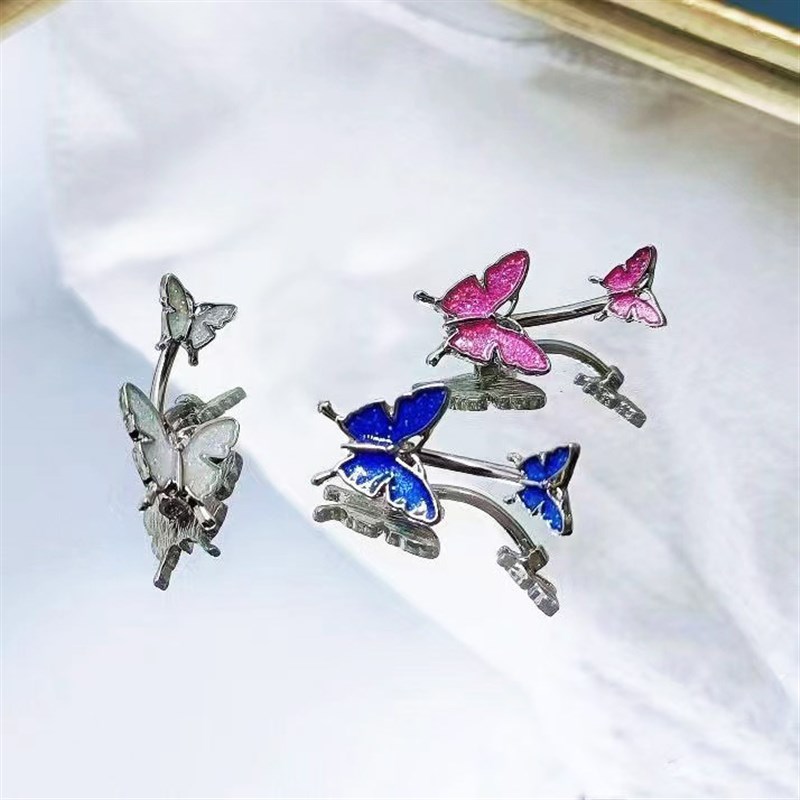 Butterfly Glitter Belly Ring Stainless steel Piercing Jewelr