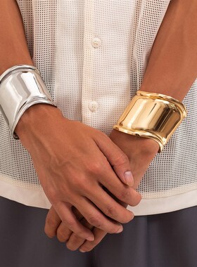 European American Wide Bracelet for Men Simple Geometric Met