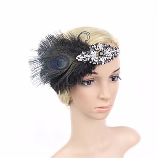 DiamondBlack Peacock Feather Headband Popular European Ameri