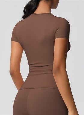 Solid Color Doublesided Brushed Tight Sport Tee Shirt Runnin