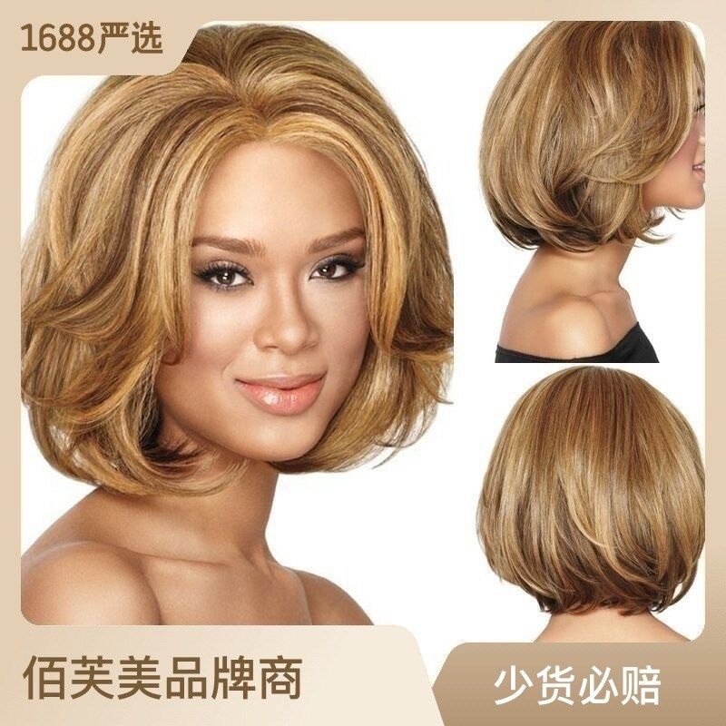 Womens Fashion Wigs Short Straight Blonde Fluffy Short Curly
