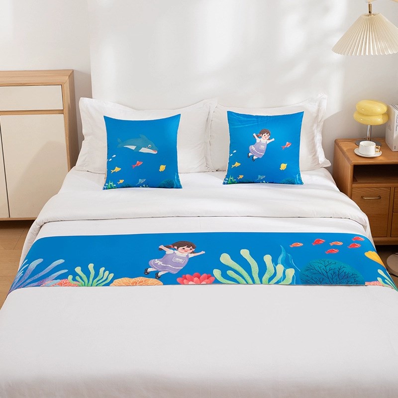 Bed Flag Bed Tail Towel Cartoon Decorative Bedding in 5Star