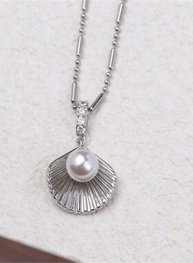 2025 Pearl Shell Pearl Silver Necklace Ins Necklace Gift 202